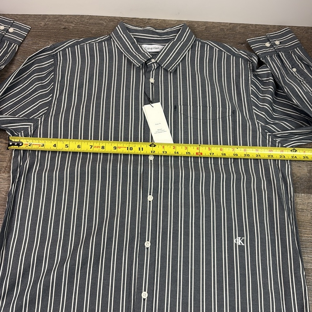 NEW Calvin Klein Men’s Easy Relaxed Fit Casual Long Sleeve Shirt -Dark Sapphire - Picture 8 of 10